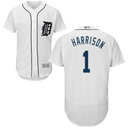 Tigers #1 Josh Harrison White Flexbase Authentic Collection Stitched Baseball Jersey Tigers #1 Josh Harrison White Flexbase Authentic Collection Stitched Baseball Jersey