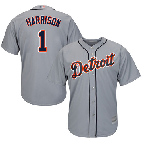 Tigers #1 Josh Harrison Grey New Cool Base Stitched Baseball Jersey