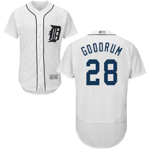 Tigers #28 Niko Goodrum White Flexbase Authentic Collection Stitched Baseball Jersey