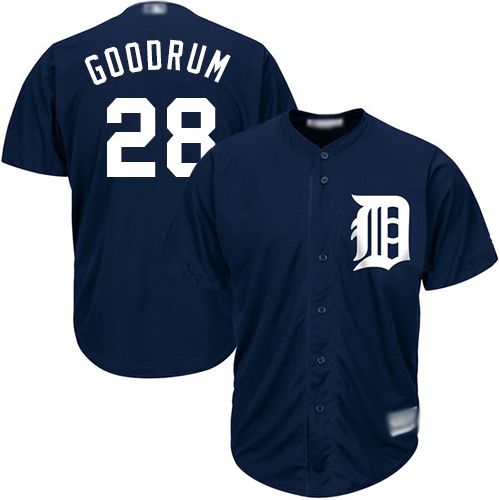 Tigers #28 Niko Goodrum Navy Blue New Cool Base Stitched Baseball Jersey