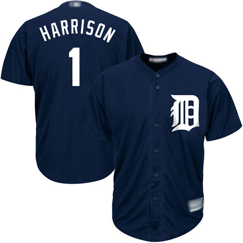 Tigers #1 Josh Harrison Navy Blue New Cool Base Stitched Baseball Jersey