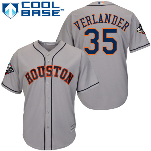 Astros #35 Justin Verlander Grey New Cool Base 2019 World Series Bound Stitched Baseball Jersey Astros #35 Justin Verlander Grey New Cool Base 2019 World Series Bound Stitched Baseball Jersey