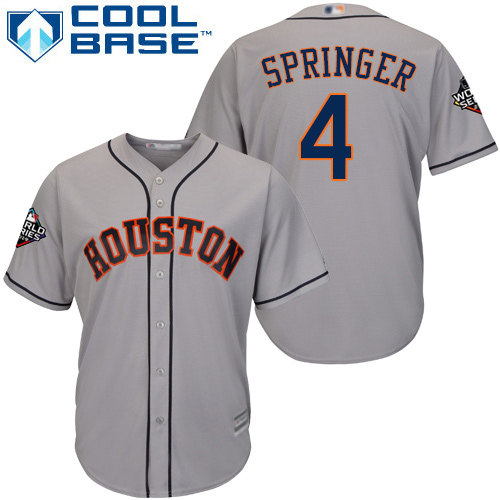 Astros #4 George Springer Grey New Cool Base 2019 World Series Bound Stitched Baseball Jersey