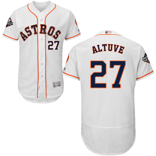 Astros #27 Jose Altuve White Flexbase Authentic Collection 2019 World Series Bound Stitched Baseball Jersey Astros #27 Jose Altuve White Flexbase Authentic Collection 2019 World Series Bound Stitched Baseball Jersey