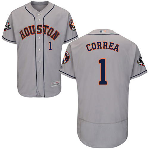Astros #1 Carlos Correa Grey Flexbase Authentic Collection 2019 World Series Bound Stitched Baseball Jersey Astros #1 Carlos Correa Grey Flexbase Authentic Collection 2019 World Series Bound Stitched Baseball Jersey