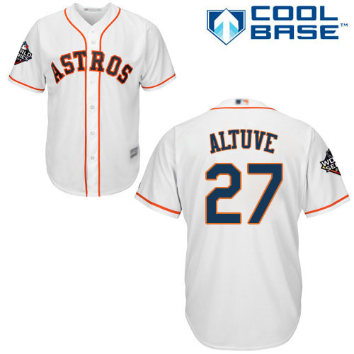 Astros #27 Jose Altuve White New Cool Base 2019 World Series Bound Stitched Baseball Jersey Astros #27 Jose Altuve White New Cool Base 2019 World Series Bound Stitched Baseball Jersey