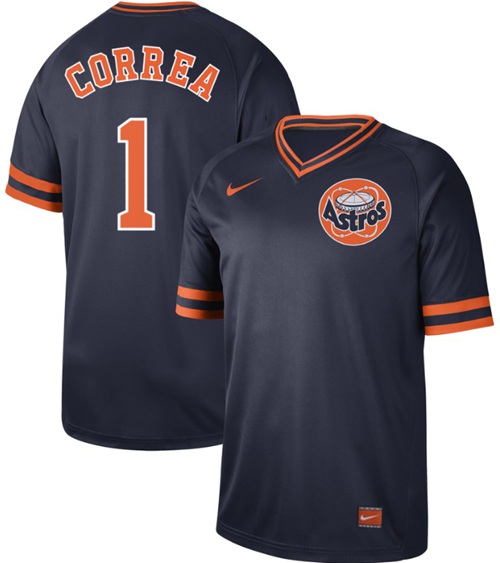 Nike Astros #1 Carlos Correa Navy Authentic Cooperstown Collection Stitched Baseball Jersey