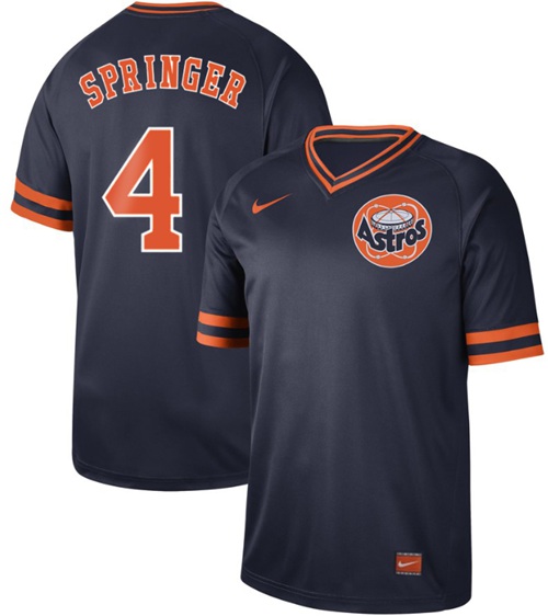 Astros #4 George Springer Navy Authentic Cooperstown Collection Stitched Baseball Jersey