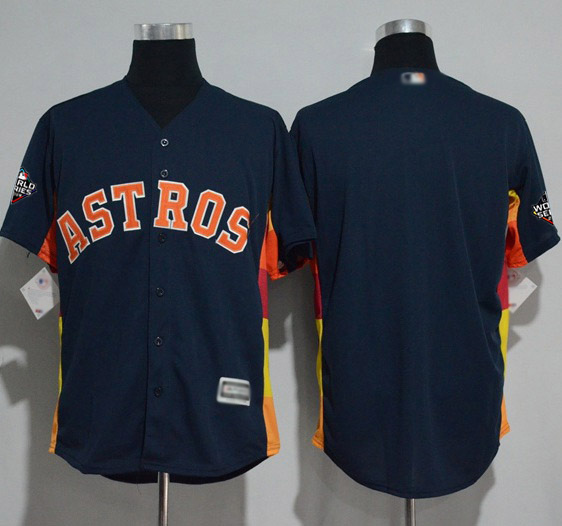 Astros Blank Navy Blue New Cool Base 2019 World Series Bound Stitched Baseball Jersey
