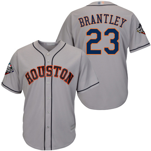 Astros #23 Michael Brantley Grey New Cool Base 2019 World Series Bound Stitched Baseball Jersey Astros #23 Michael Brantley Grey New Cool Base 2019 World Series Bound Stitched Baseball Jersey