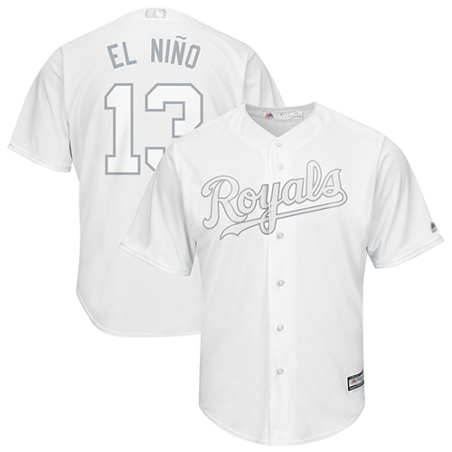 Royals #13 Salvador Perez White "El Nino" Players Weekend Cool Base Stitched Baseball Jersey