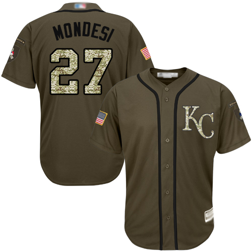 Royals #27 Raul Mondesi Green Salute to Service Stitched Baseball Jersey
