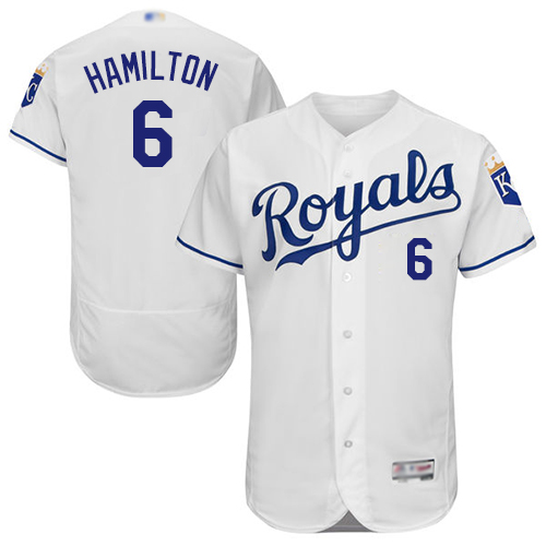 Royals #6 Billy Hamilton White Flexbase Authentic Collection Stitched Baseball Jersey
