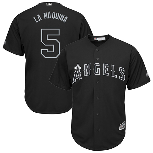 Angels of Anaheim #5 Albert Pujols Black "La Maquina" Players Weekend Cool Base Stitched Baseball Jersey