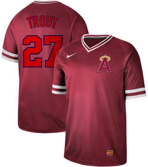 Nike Angels of Anaheim #27 Mike Trout Red Authentic Cooperstown Collection Stitched Baseball Jersey