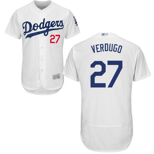 Dodgers #27 Alex Verdugo White Flexbase Authentic Collection Stitched Baseball Jersey
