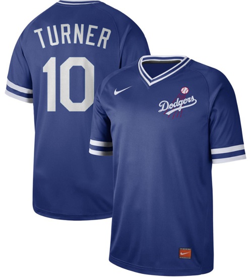 Dodgers #10 Justin Turner Royal Authentic Cooperstown Collection Stitched Baseball Jersey