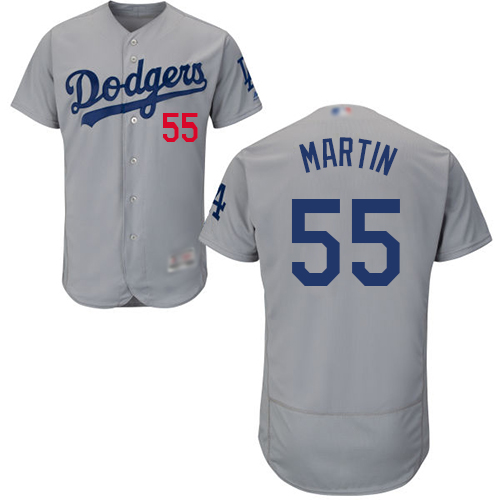 Dodgers #55 Russell Martin Grey Flexbase Authentic Collection Stitched Baseball Jersey