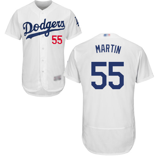 Dodgers #55 Russell Martin White Flexbase Authentic Collection Stitched Baseball Jersey
