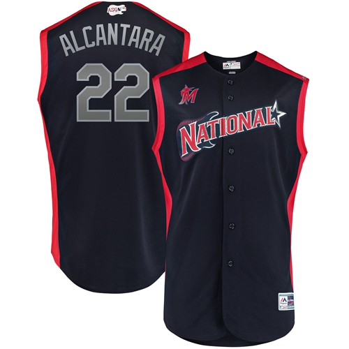 marlins #22 Sandy Alcantara Navy 2019 All-Star National League Stitched Baseball Jersey
