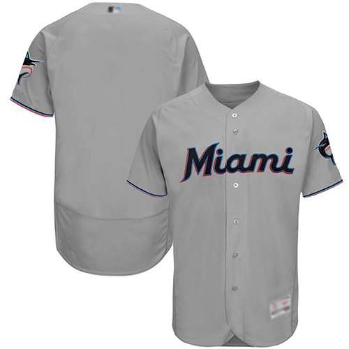 marlins Blank Grey Flexbase Authentic Collection Stitched Baseball Jersey