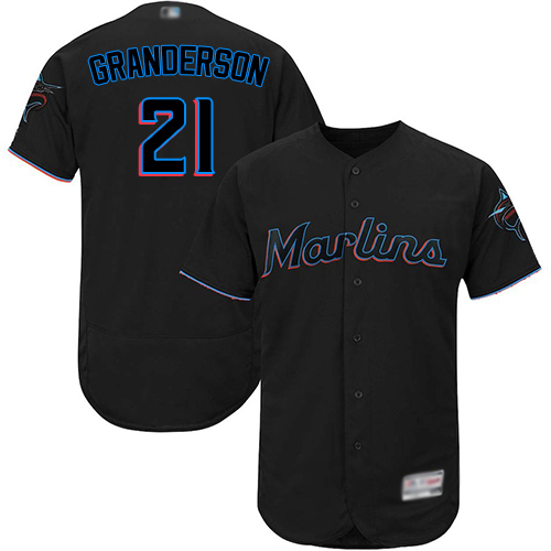 marlins #21 Curtis Granderson Black Flexbase Authentic Collection Stitched Baseball Jersey