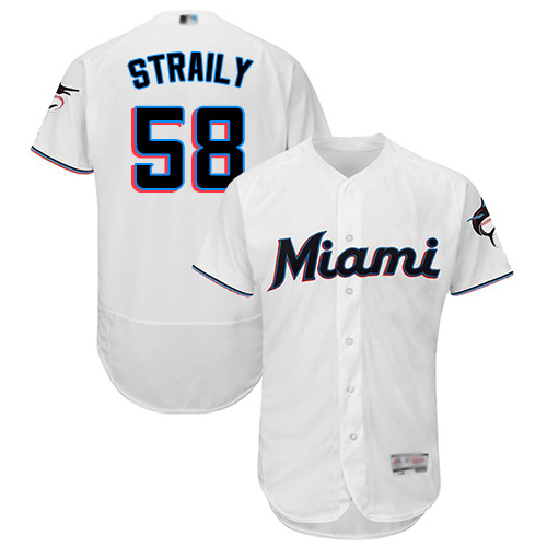 marlins #58 Dan Straily White Flexbase Authentic Collection Stitched Baseball Jersey