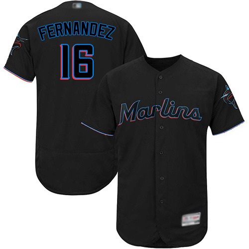 marlins #16 Jose Fernandez Black Flexbase Authentic Collection Stitched Baseball Jersey