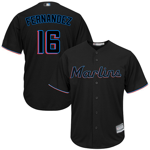 marlins #16 Jose Fernandez Black New Cool Base Stitched Baseball Jersey