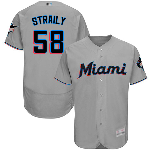 marlins #58 Dan Straily Grey Flexbase Authentic Collection Stitched Baseball Jersey