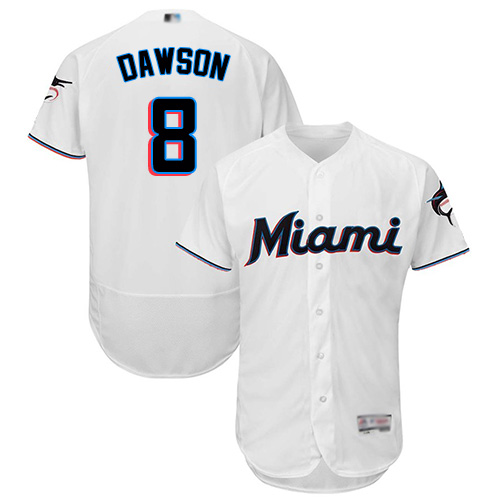 marlins #8 Andre Dawson White Flexbase Authentic Collection Stitched Baseball Jersey