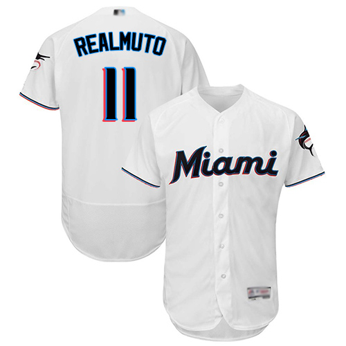 marlins #11 JT Realmuto White Flexbase Authentic Collection Stitched Baseball Jersey