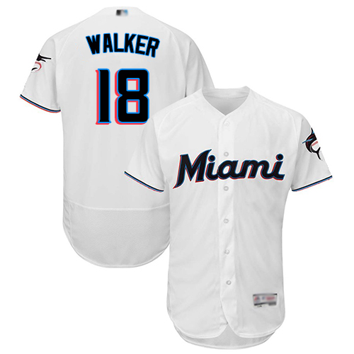marlins #18 Neil Walker White Flexbase Authentic Collection Stitched Baseball Jersey