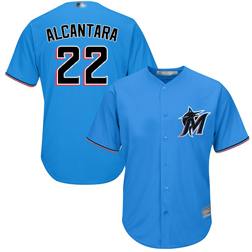 marlins #22 Sandy Alcantara Blue New Cool Base Stitched Baseball Jersey