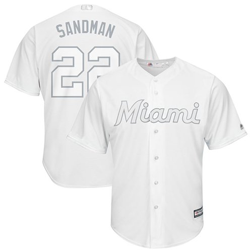 marlins #22 Sandy Alcantara White "Sandman" Players Weekend Cool Base Stitched Baseball Jersey