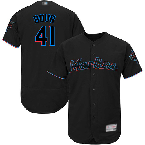 marlins #41 Justin Bour Black Flexbase Authentic Collection Stitched Baseball Jersey