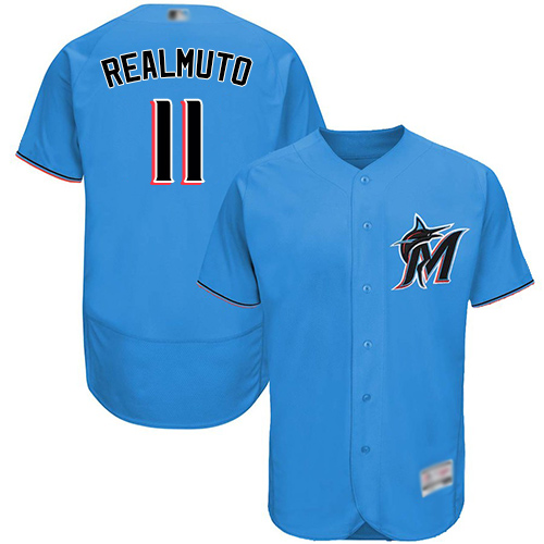 marlins #11 JT Realmuto Blue Flexbase Authentic Collection Stitched Baseball Jersey