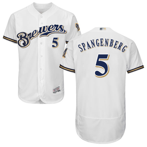 Brewers #5 Cory Spangenberg White Flexbase Authentic Collection Stitched Baseball Jersey
