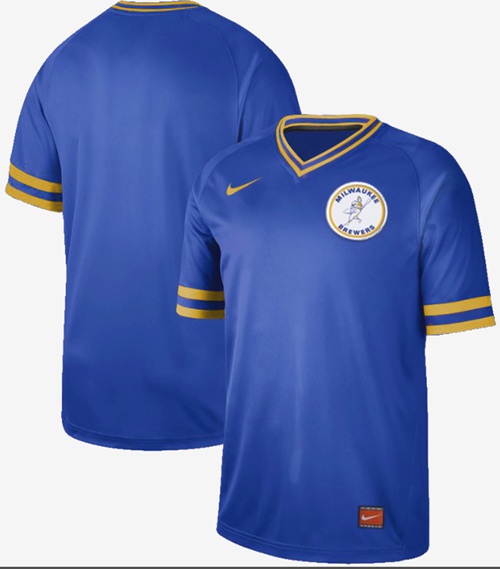 Nike Brewers Blank Royal Authentic Cooperstown Collection Stitched Baseball Jersey
