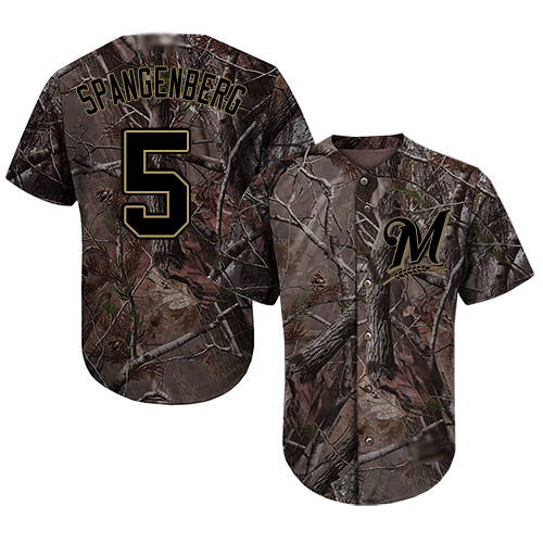 Brewers #5 Cory Spangenberg Camo Realtree Collection Cool Base Stitched Baseball Jersey
