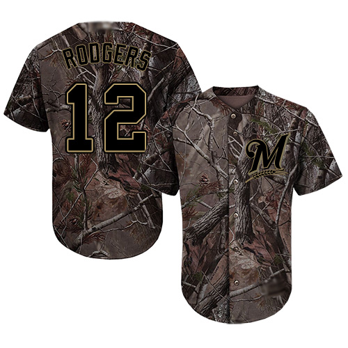 Brewers #12 Aaron Rodgers Camo Realtree Collection Cool Base Stitched Baseball Jersey