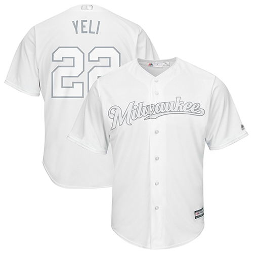Brewers #22 Christian Yelich White "Yeli" Players Weekend Cool Base Stitched Baseball Jersey