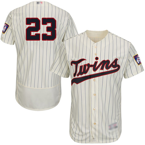 Twins #23 Nelson Cruz Cream Strip Flexbase Authentic Collection Stitched Baseball Jersey