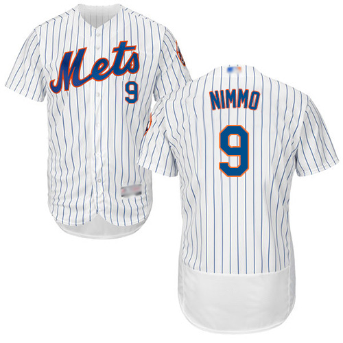 Mets #9 Brandon Nimmo White(Blue Strip) Flexbase Authentic Collection Stitched Baseball Jersey
