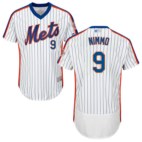 Mets #9 Brandon Nimmo White(Blue Strip) Flexbase Authentic Collection Alternate Stitched Baseball Jersey