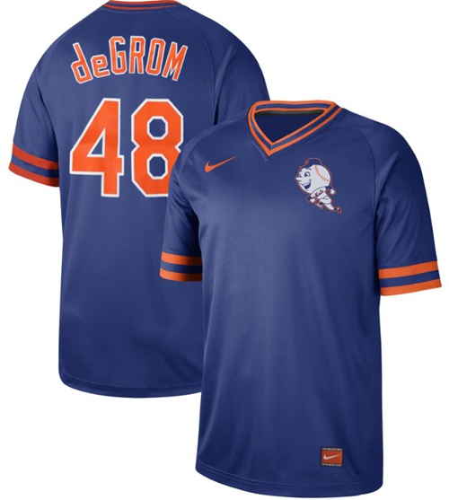 Mets #48 Jacob DeGrom Royal Authentic Cooperstown Collection Stitched Baseball Jersey