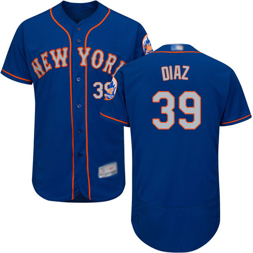 Mets #39 Edwin Diaz Blue(Grey NO.) Flexbase Authentic Collection Stitched Baseball Jersey