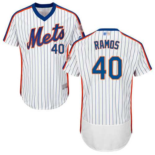 Mets #40 Wilson Ramos White(Blue Strip) Flexbase Authentic Collection Alternate Stitched Baseball Jersey