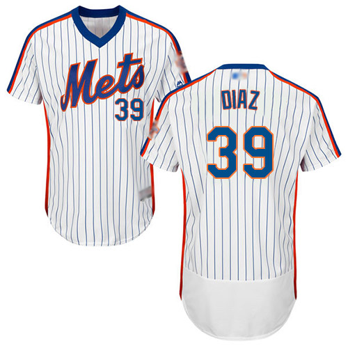 Mets #39 Edwin Diaz White(Blue Strip) Flexbase Authentic Collection Alternate Stitched Baseball Jersey