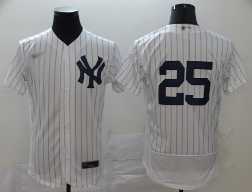 Yankees #25 Gleyber Torres White Strip Authentic Home Stitched Baseball Jersey